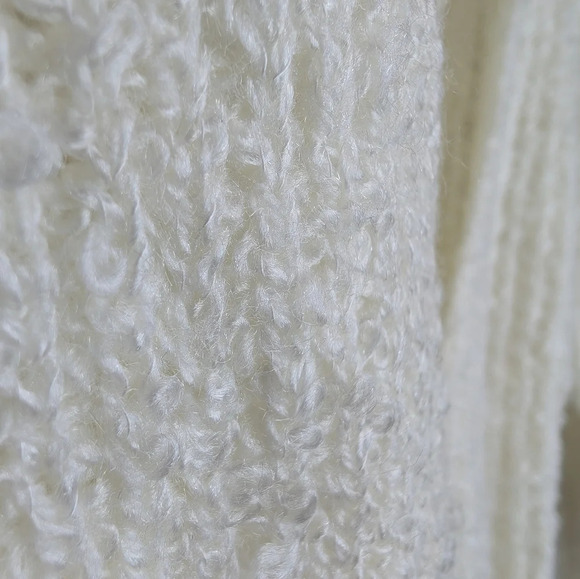 Vintage Glentex Cream Soft Fuzzy Knit Two Button Cardigan Women Medium - Picture 7 of 9